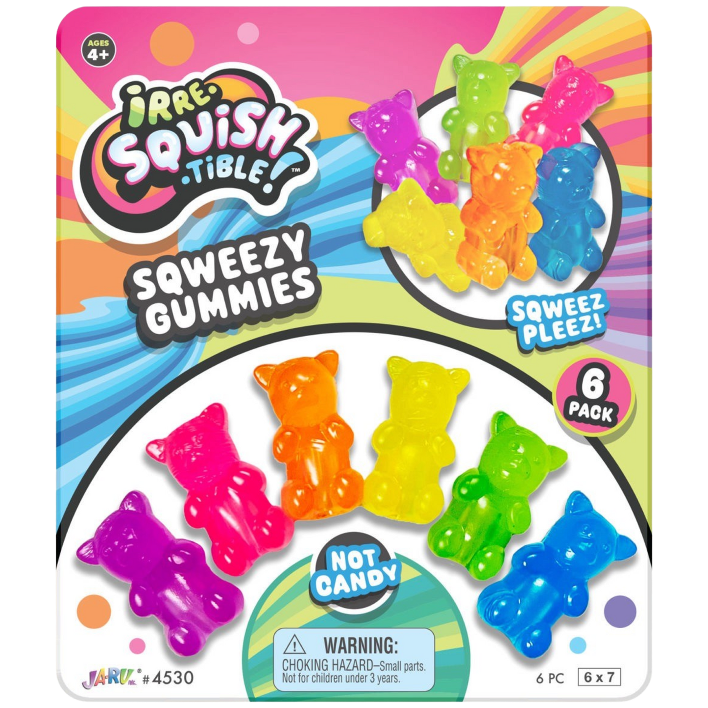6 pack Sqweezy Gummy Bear Pencil Toppers